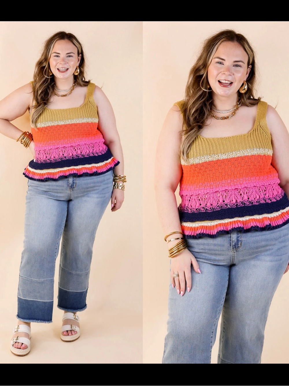Multicolor Cropped Cutout Ruffle Hem Top Size Large✨💕